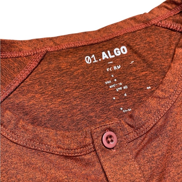 01.ALGO AlgoFlex Russel Performance Henley Orange T-Shirt Size Large - Picture 3 of 5